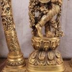 Brass Radha Krishna with Arch Idol | 45" x 30" x 10" (114 x 76 x 25 cm) | 71 kg Superfine Enhanced Carving | Temple Grade Divine Statue | Krishna Leela Art